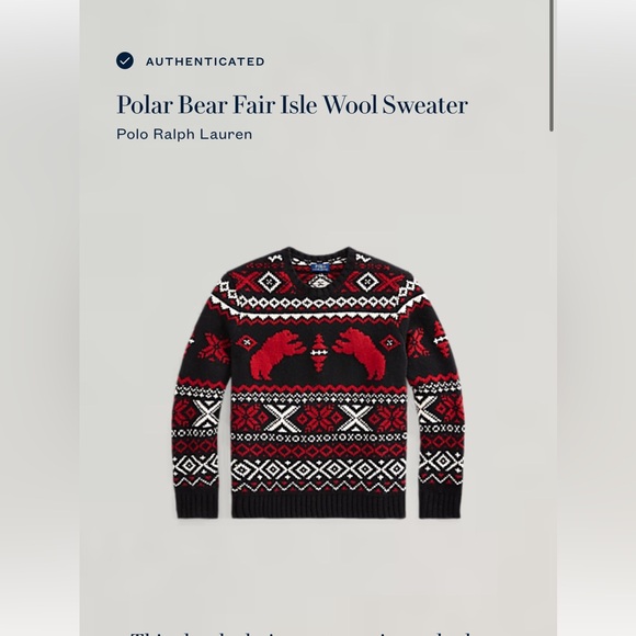 💥 SOLD💥 750$ Polo Ralph Laure polar bear fair isle sweater medium - Picture 4 of 5